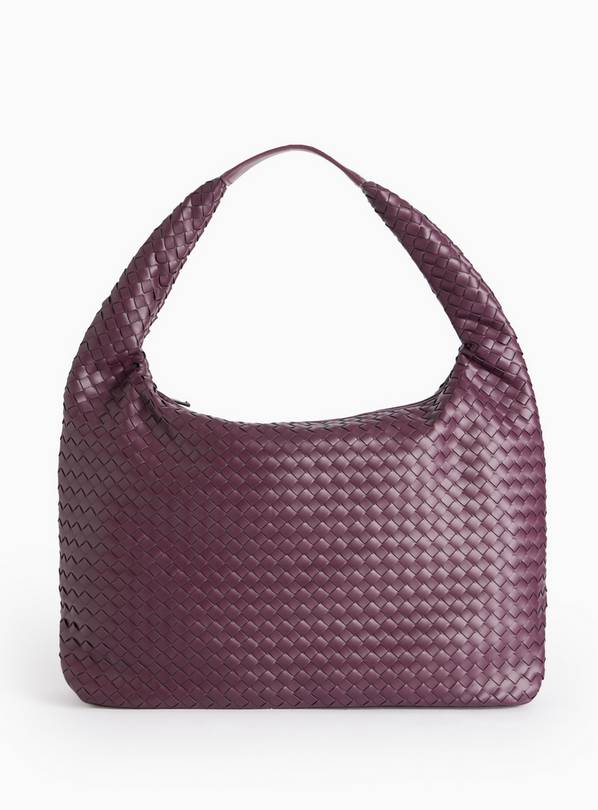 Burgundy Weave Detail Shoulder Bag  One Size